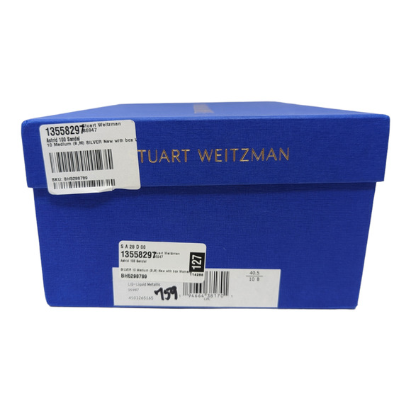 NWT Stuart Weitzman Astrid Silver Leather Ankle Wrap Sandal Pumps Size 10 - Picture 10 of 10